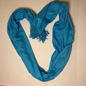 Teal Blue Soft Fringe Scarf 60inx30in Rectangle Light Head Wrap Shawl NWOT Big